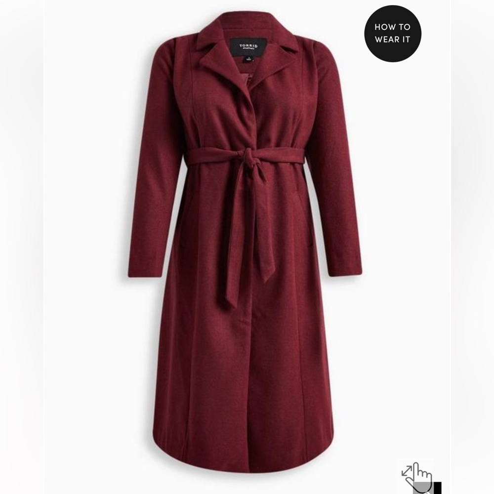 NWT Burgundy Torrid wool Trench Coat
